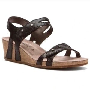 Mephisto Minoa Black Liz Cork Wedge Sandals Size 42
